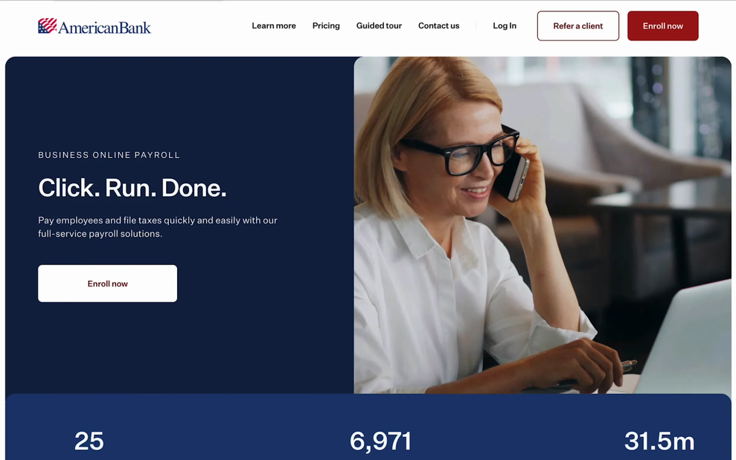 One bank, its brand, on Business Online Payroll's website