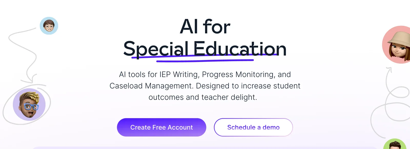Headline, text and button from Playground IEP's website, in its typography