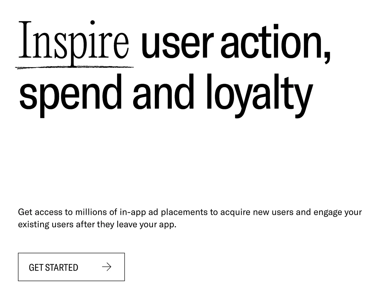 Headline, text and button from Remerge's website, in its typography