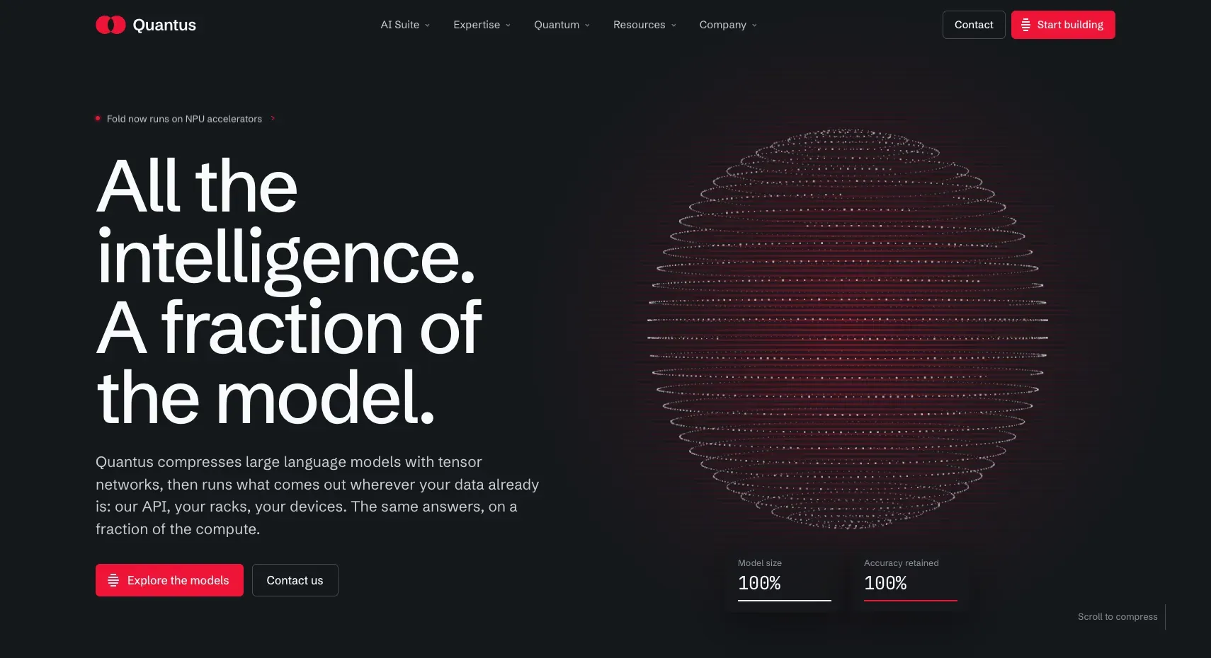La web de Quantus dentro del monitor